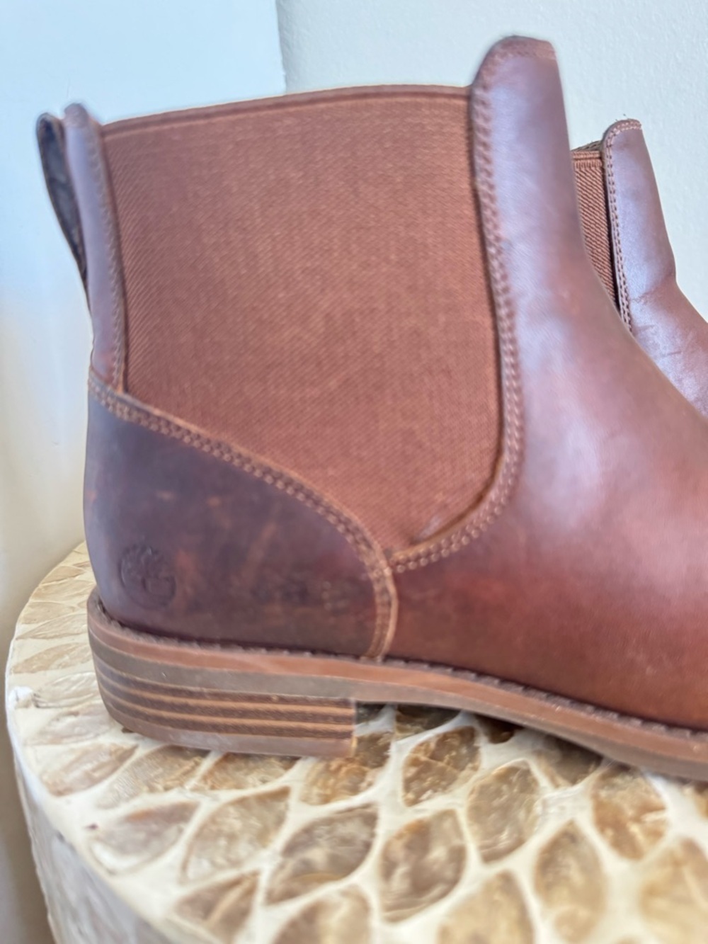 Timberland Magby Chelsea Ankle Leather Boots in Cognac Brown size 8 - Picture 3 of 11